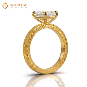 Anillos Populares de Plata de Ley 925 con Hoja de Oro, Circonita Cúbica de Corte Esmeralda de 8x10mm, Anillos de Compromiso y Boda con Diamantes - Product Image 2
