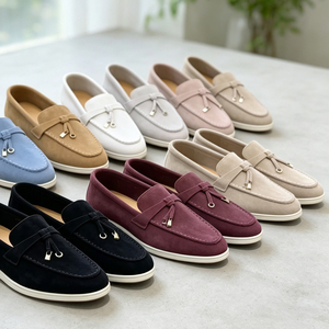 Zapatos planos de gamuza de suela blanda 2026, informales, de una sola capa, tipo pantuflas, con borlas cosidas - Product Image 2