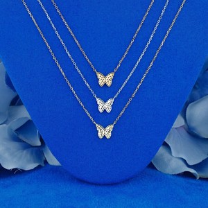 สร้อยคอผีเสื้อเพชรทองคำ 18k: จี้ประดับเพชรแบบละเอียดอ่อน - Product Image 2