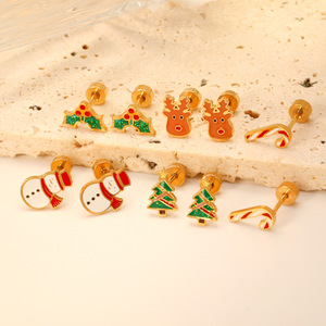 Boucles d'oreilles de Noël européennes et <span class=keywords><strong>américaines</strong></span>, bonhomme de neige, cloches, <span class=keywords><strong>béquilles</strong></span> de Noël, boucles d'oreilles pour cadeaux du Nouvel An - Product Image 3