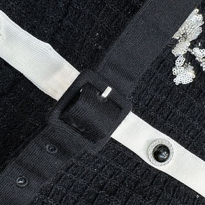 Autunno/inverno 2025 classico stile oro <span class=keywords><strong>nero</strong></span> piccola fragranza a maglia fiore scintillio ricamato <span class=keywords><strong>lungo</strong></span> abito a due pezzi - Product Image 4