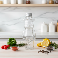 Bouteille de jus en PET en forme d'ours de 500 ml en gros avec bouchon à vis en aluminium pour l'emballage de boissons au thé au lait