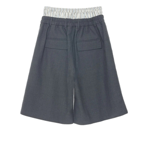 Custom Clothing Manufacturer Double Waist Design Double-pleated Suit Trouser Grey <strong>Tailored</strong> <strong>Shorts</strong> for <strong>Men</strong> - Product Image 6