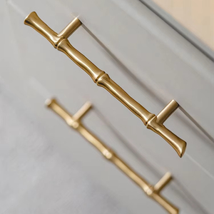 Sıcak satış bambu T tarzı katı pirinç mutfak dolap kolları kabine mobilya topuzlar çeker - Product Image 1