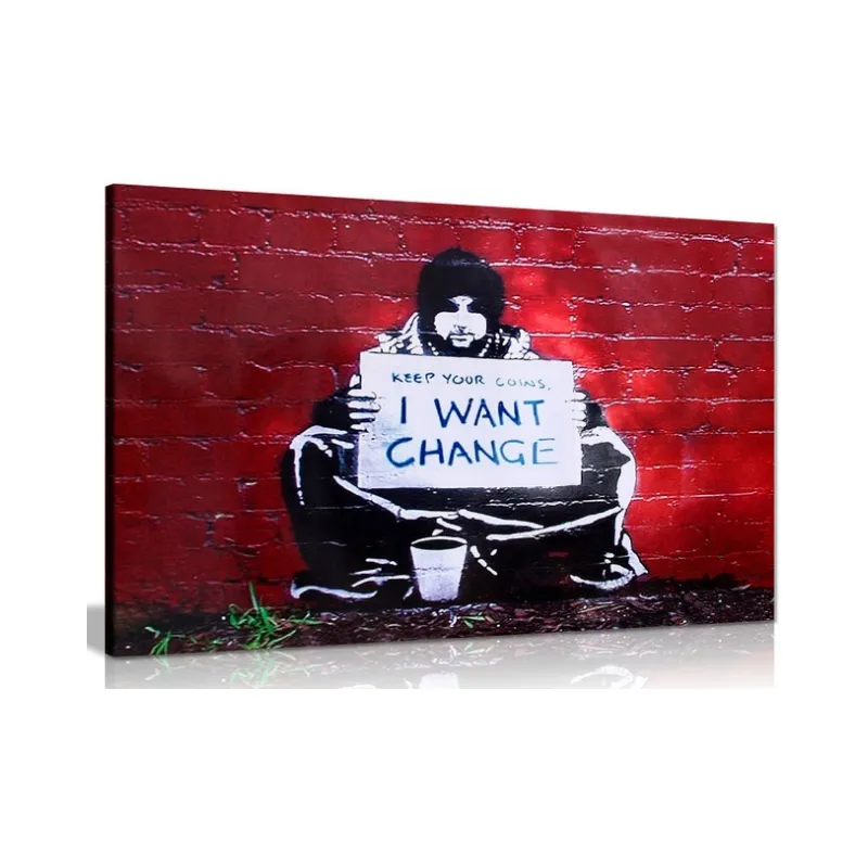 Banksy Houd Munten Ik Wil Verandering Canvas Muurkunst Foto Afdrukken Home Decor Abstract Canvas Design Muurkunstposter