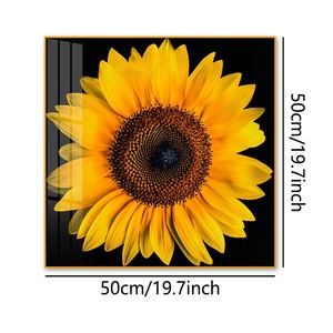 Quadro in Porcellana Cristallina con Girasoli - Dipinto Floreale Quadrato 50x50cm per Arredamento Soggiorno - Product Image 2