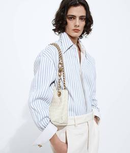 Bottega BV Luxury Clutch Supple Intrecciato Leather Diamond Lattice Pattern Signature Knot Detail Open Sliding Crossbody Strap - Product Image 6