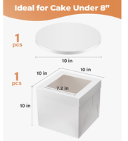Boîte à Gâteau Haute avec Fenêtre et Socle en Carton Jetable, Idéale pour Gâteaux à Étages de Mariage ou Anniversaire