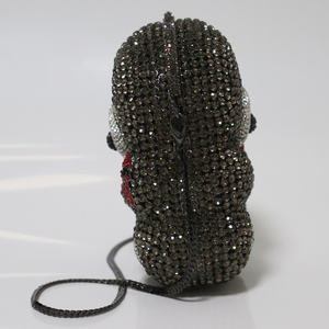 Bolso <span class=keywords><strong>de</strong></span> mano Lady Diamond con patrón <span class=keywords><strong>de</strong></span> diamantes brillantes y diseño <span class=keywords><strong>de</strong></span> oso, con cadena desmontable y cierre magnético, ideal para cócteles, bailes <span class=keywords><strong>de</strong></span> graduación y discotecas. - Product Image 2