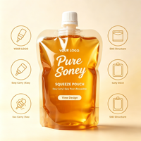 Pochette Doypack transparente brillante de qualité alimentaire avec bec verseur, logo personnalisé imprimé, pour miel, liquides, aliments pour bébés et lait