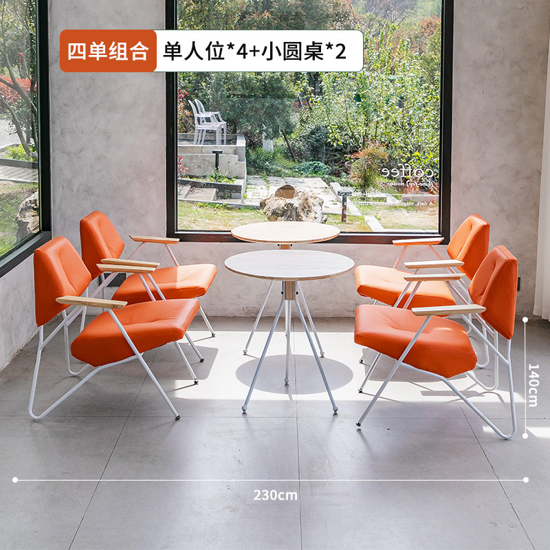 Two tables and four chairs [bright orange]