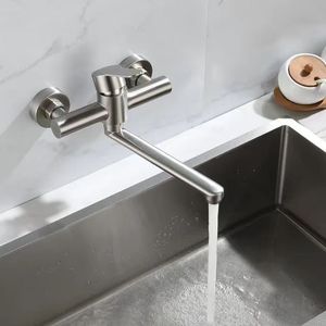 Robinet de cuisine en acier inoxydable, siège de valve de 35 mm, montage mural, unité unique, eau chaude et froide - Product Image 1