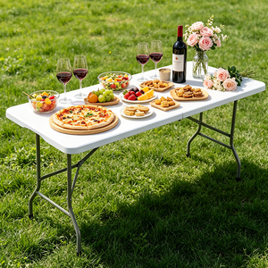 Tavolo Pieghevole in Plastica 180*70cm 6FT con Telaio in Acciaio Robusto, Impermeabile, per Eventi, Banchetti e Fiere - Product Image 2
