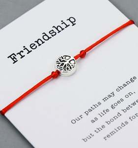 Pulseras de la suerte con amuleto de árbol de la vida Pipitree, ajustables, de moda, para regalo, con hilo rojo, para la amistad y los deseos. - Product Image 2