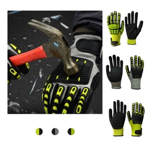 Gants de travail antidérapants en PU avec poignet tricoté et texture micro-diamantée, gants de sécurité polyvalents jaunes, noirs, gris - Product Image 4