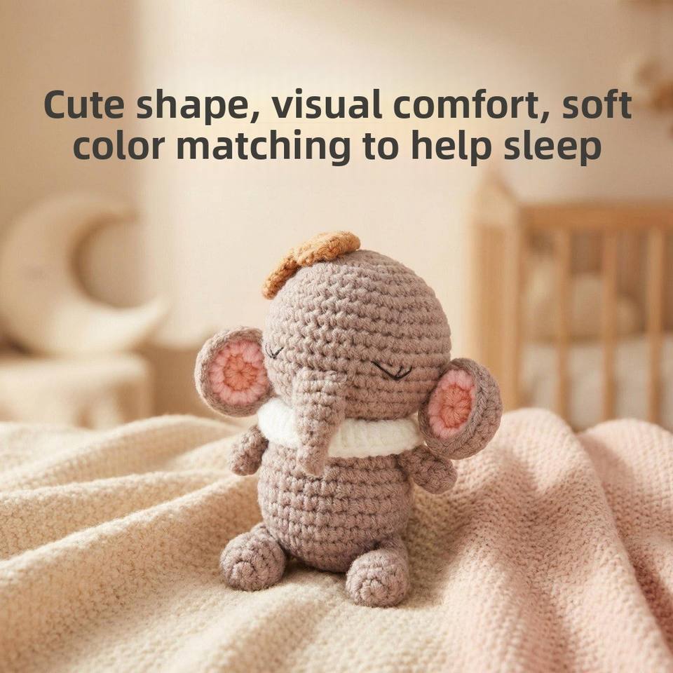 Newest Hand-Crocheted Plush Elephant Rattle with Wooden Ring Baby ...