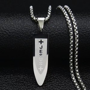 Collier à pendentif balle plaqué <span class=keywords><strong>or</strong></span> avec <span class=keywords><strong>croix</strong></span> <span class=keywords><strong>en</strong></span> acier inoxydable pour hommes, chaîne à maillons <span class=keywords><strong>en</strong></span> forme de bobine, fabricant <span class=keywords><strong>en</strong></span> gros - Product Image 5