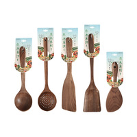 Ensemble de cuillères de table modernes en bois de noyer noir Cuillère en bois à surface lisse Vaisselle de table Design durable pour les présentations de cuisine