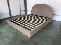 Lit de rangement capitonné en velours marron chaud, double king size, pour hôtel, mobilier de chambre moderne