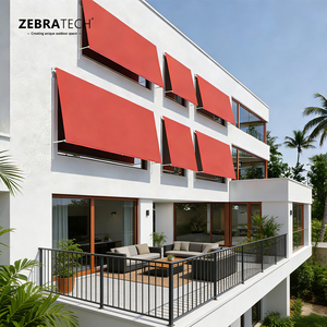 Auvent manuel rétractable Hooeasy en aluminium, demi-cassette, moderne et luxueux, 4m x 3m, pour fenêtre ou balcon, avec bras pivotant fixe - Product Image 1