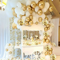 30 ballons blancs et dorés de 10/12 pouces, ballons blancs nacrés, ballons à confettis dorés pour anniversaires, mariages, fêtes