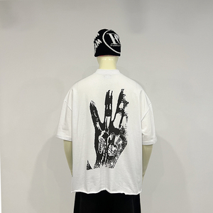 Camiseta Blanca Personalizada de Gran Tamaño, de Alta Calidad, con Diseño Gráfico Urbano, 100% Algodón, Corte Cuadrado, para Hombre - Product Image 6
