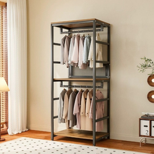 Porte-vêtements de placard - Porte-vêtements sur pied pour chambre - Dressing - Étagère - Porte-vêtements métallique - <span class=keywords><strong>Armoire</strong></span> ouverte combinable - Product Image 4