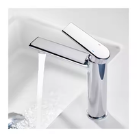 Robinet de lavabo moderne en laiton chromé à montage sur pont, à capteur sans contact, avec cartouche céramique, pour salle de bain