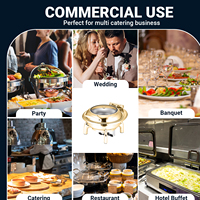 Chauffe-Plats Hydraulique Doré 6 Litres avec Couvercle en Verre – Ensembles de Luxe pour Buffets et Réchauds Alimentaires en Acier Inoxydable – Équipement de Restauration