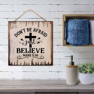 Don't Be Afraid Just Believe Wreath Sign for Front Door Circle for Wreaths Rustic Mark 5:36 Scripture Wooden Round Home Decor - Product Image 4