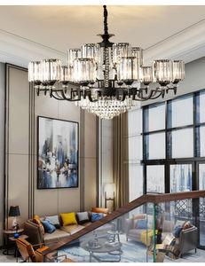 Nhà Máy Giá thấp chất lượng cao sắt nghệ thuật nướng sơn + Pha lê cao cấp retro cầu thang tường ánh sáng đèn chùm - Product Image 6