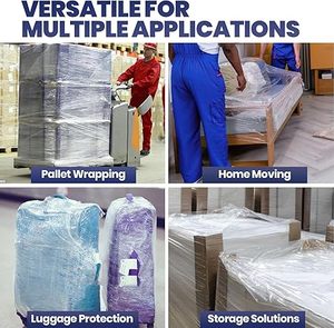 <b>Clear</b> Industrial Stretch <b>Wrap</b> Film with Handle, Multipack for Moving Supplies, Heavy Duty Plastic Packing <b>Wrap</b> for Shipping - Product Image 4