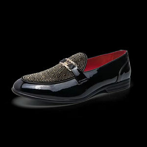 <b>Mens</b> Business Dress Leather <b>Shoes</b> British Leather Grain Pointed Tip Breathable <b>Slip</b>-<b>On</b> High End Handmade Formal Autumn Light - Product Image 4