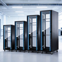 Armoire de serveur informatique de centre de données de 19 pouces, sur pied, en acier laminé à froid, protection IP20, armoire réseau noire en stock