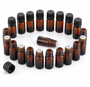 Buen Precio, Botella de Vidrio Ámbar para Aceites Esenciales de 5ml, 10ml, 15ml, 20ml, 30ml, 50ml, 100ml (1 oz), Botella Vacía con Gotero y Tapa Negra - Product Image 1
