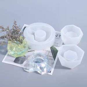 Mini molde de silicona con forma de diamante octogonal geométrico para macetas de resina, ideal para plantas suculentas - Product Image 1