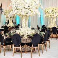 Chaise de Mariage Luxe Empilable en Cuir Dossier en O en Fer Doré Acier Inoxydable pour Hôtels, Banquets, Événements Extérieurs, Appartements et Réceptions