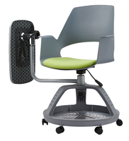 Chaise de classe mobile ergonomique avec tablette d'écriture, chaise de formation pour étudiants sur roulettes avec rangement pour université et école