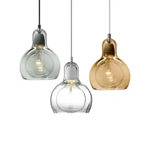 Moderne Italiaanse Home Decor Trap Smoky Grijs/Amber/Transparante Kroonluchter Licht Gebrandschilderd Glas Hanglamp