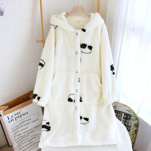 Conjunto de <span class=keywords><strong>Pijama</strong></span> de <span class=keywords><strong>Polar</strong></span> Suave al por Mayor, con Capucha y <span class=keywords><strong>Botones</strong></span>, para Mujer y Hombre, Ropa de Dormir Cálida para Invierno, Ropa de Casa, Regalo de Navidad, Elegante - Product Image 4