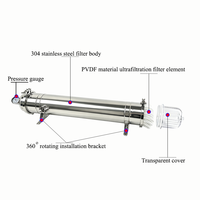 Filtre à eau pour toute la maison en acier inoxydable 304 avec chambre filtrante visible en état de surcharge, purificateur d'eau à ultrafiltration PVDF