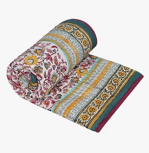 Ropa de cama de algodón hecha a mano, edredón tradicional con estampado de bloques de mano, edredón elegante hecho a mano para el hogar - Product Image 1