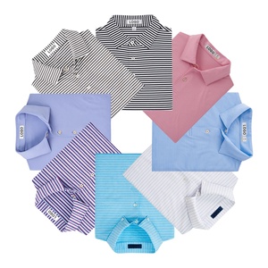 OEM 92 Polyester 8 Spandex Polo Shirts Men's Pattern Striped Polo Shirts Custom logo Embroidered