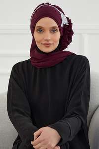 MOTIVE FORCE Bonnets et turbans instantanés en mousseline <span class=keywords><strong>de</strong></span> qualité supérieure pour femmes, avec accessoire floral unique - Product Image 6