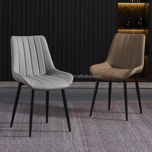 Chaises de salle à manger modernes italiennes de haute qualité en cuir PU avec pieds en métal pour la maison et les restaurants - Product Image 4