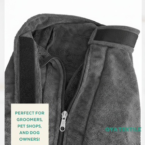 MicroPerformance XL Toalla de lujo para mascotas Tamaño grande Secado rápido Bolsa completa Albornoz para perros y gatos Verano Primavera Gris-Stock - Product Image 1