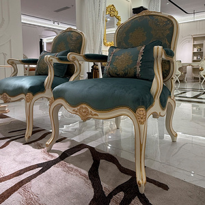 <span class=keywords><strong>Fauteuil</strong></span> d'appoint de salon Versailles <span class=keywords><strong>Louis</strong></span> <span class=keywords><strong>XV</strong></span>, style provincial français, sculpté à la main, doré, avec <span class=keywords><strong>tissu</strong></span> jacquard damassé festonné en velours - Product Image 2
