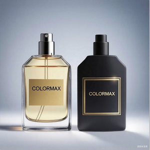 Botella de Perfume de cristal negro mate personalizada 30ml 50ml 100mL tapa de madera engarzada redonda vacía botella de Spray de Perfume con caja - Product Image 3