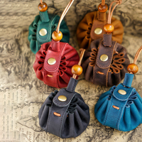 Pochette vintage en cuir à cordon de serrage, petits sacs de rangement pour dés, porte-monnaie médiéval