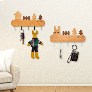 Manufacture directe nordique en bois massif lapin mur clé crochet mural support de rangement crochet <span class=keywords><strong>sans</strong></span> trous de poinçonnage - Product Image 4